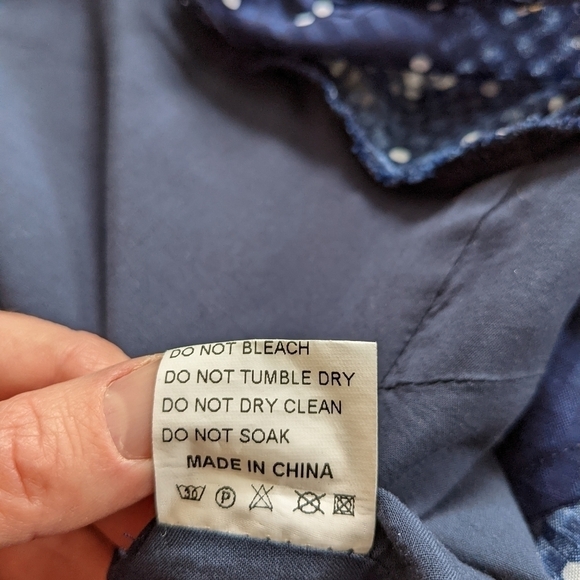 RUNAWAY polka dot blue and white off the cold shoulder ruffled wrap top blouse s - Picture 13 of 16